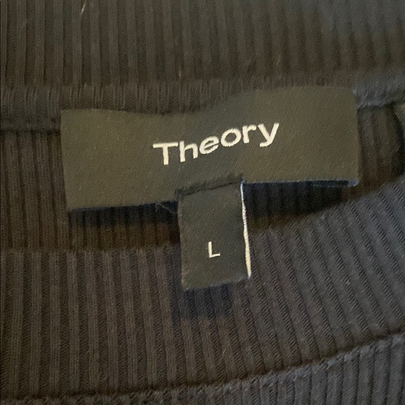 Theory Black Fitted Short Sleeve Ribbed  T-Shirt - Picture 2 of 4